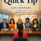 Cover illustration for Quick Tip – Life Lessons featuring a job interview panel meeting with a candidate, symbolizing confidence, preparation, and career success.
