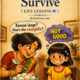 Illustrated cover for Smile and Survive – Life Lessons featuring a child smiling politely after tasting homemade rasgullas despite not enjoying them, conveying kindness, empathy, social grace, and the gentle lessons of navigating everyday situations with respect.