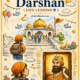 Illustrated cover for Guru Da Darshan – Life Lessons featuring a young devotee visiting a gurdwara and offering prayers before a revered Guru's portrait, symbolizing faith, humility, spiritual guidance, gratitude, and receiving wisdom with devotion.