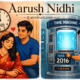 Cover illustration for Aarush Nidhi featuring a couple in love and a young man preparing to travel back to 2016 in a time machine, symbolizing love, destiny, and second chances.